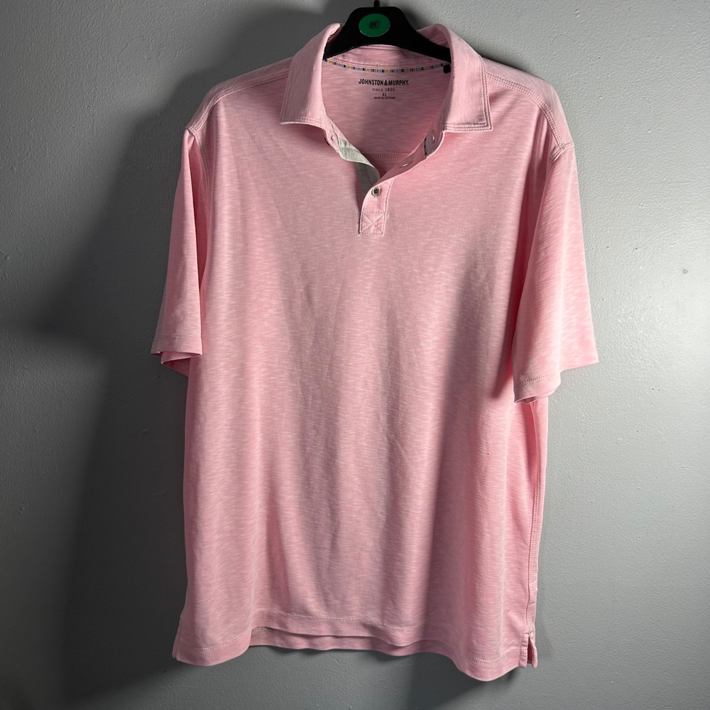 Johnston & Murphy Mens Pink Textured Knit Polo‎ Shirt Short Sleeve XL